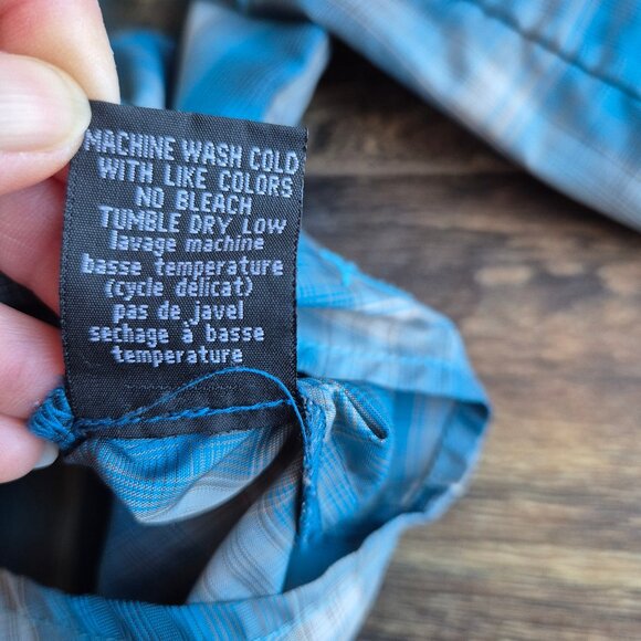 KUHL Outdoor Camping Button-Up Shirt Lightweight Blue Plaid Long Sleeve Pocket - Picture 11 of 14